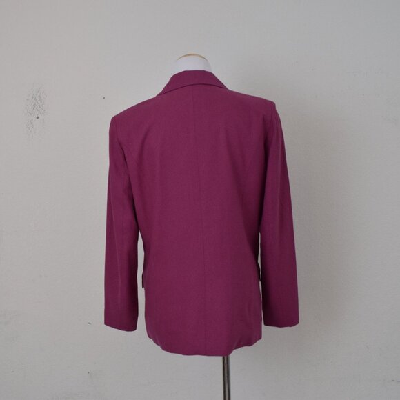 Vintage 90s Lightweight Magenta Silk Blazer by LA Cera size M - Picture 3 of 10